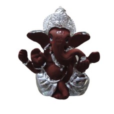 Ganesha Silver Plated Mukut Brown